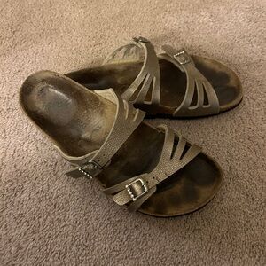 Gold Birkenstock sandals. Size 8 women’s
